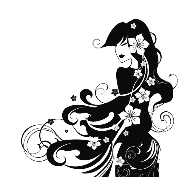 Hermosa chica con flores — Archivo Imágenes Vectoriales