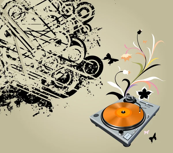 Turntable and flowers — Stock Photo, Image