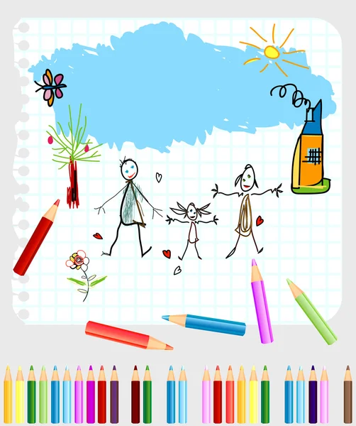 Dětská kresba — Stockový vektor