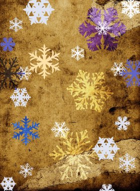 Snowflackes on grungy texture clipart