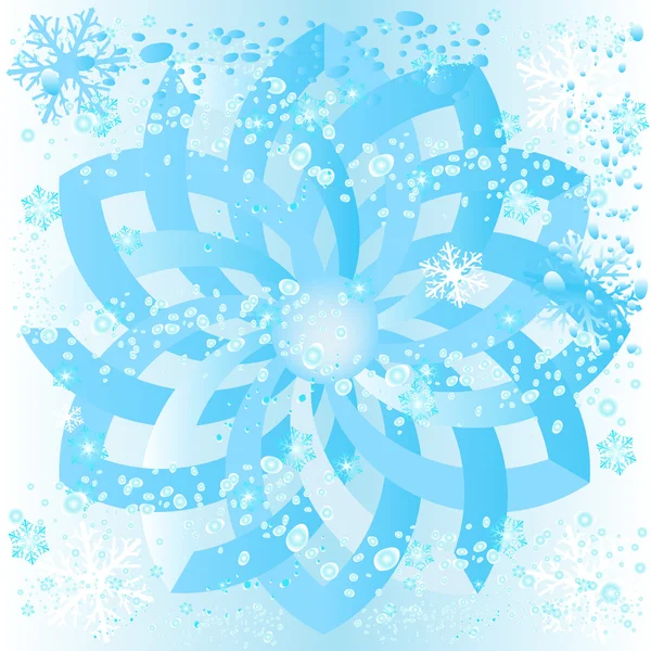 Ice rosette with snowflakes and bubbles — Stock Photo, Image