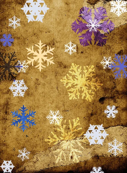 Snowflackes op grungy textuur — Stockfoto