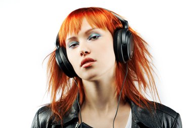 Girl is a music lover clipart