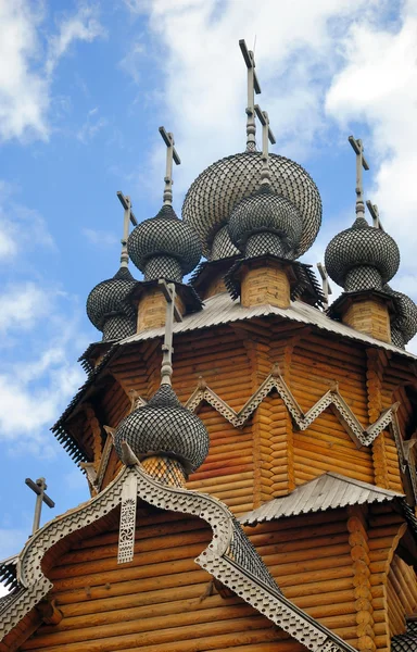 stock image Domes of wooden church