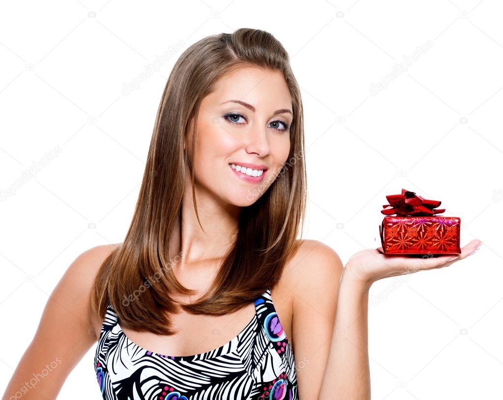 Happy woman with present — Stock Photo © valuavitaly 3816125