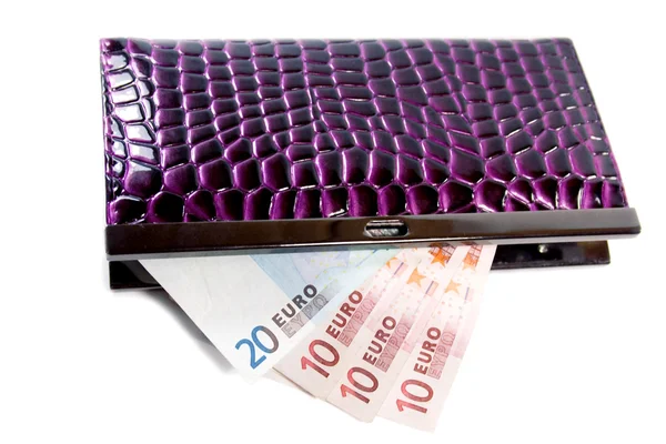 Purse with euro banknotes — Stock Photo, Image