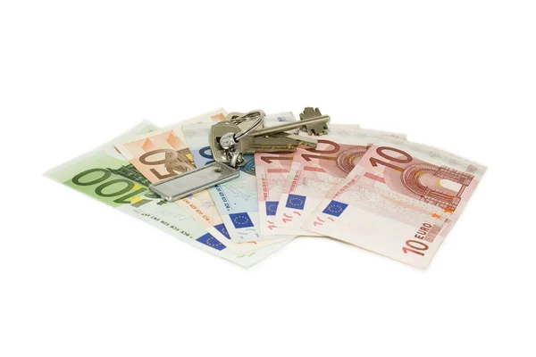 Euro a klíče od bytu — Stock fotografie