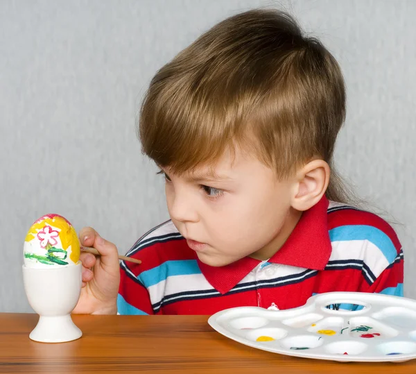 Boy and easter eggs — Stock Photo, Image