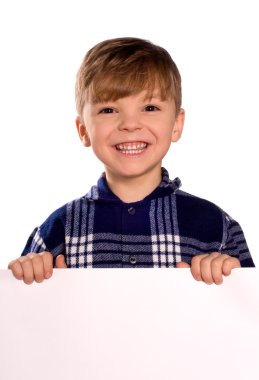 Boy holding a blank clipart