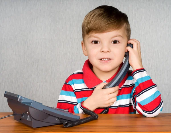 Boy with telephone — Φωτογραφία Αρχείου