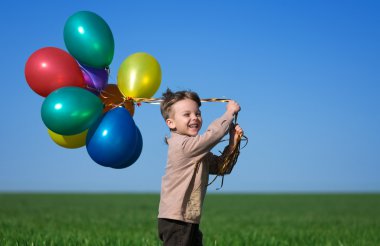 Child with balloons clipart
