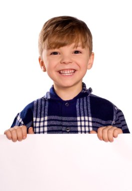 Boy holding a blank clipart