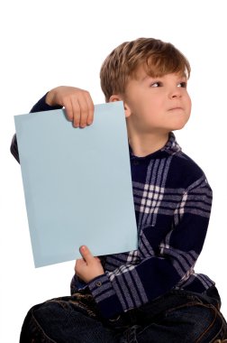 Boy holding a blank clipart