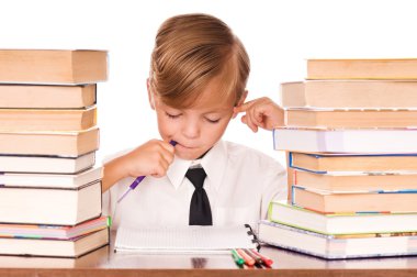 Boy writing clipart