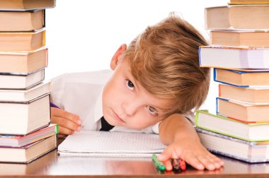 Boy studying clipart