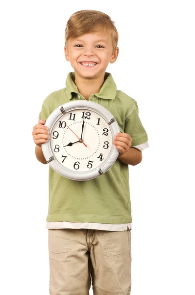 Barn med klocka — Stockfoto
