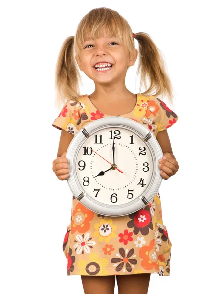 Criança com relógio — Fotografia de Stock