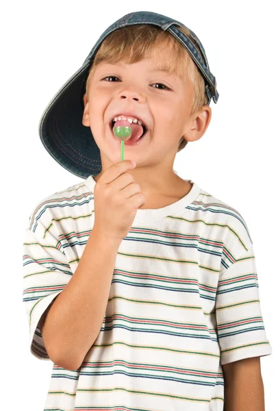 Αγόρι με το γλειφιτζούρι — Φωτογραφία Αρχείου