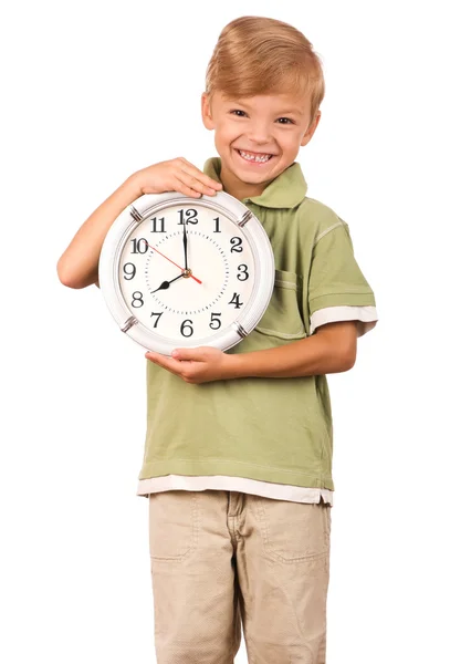 Dítě s hodinami — Stock fotografie