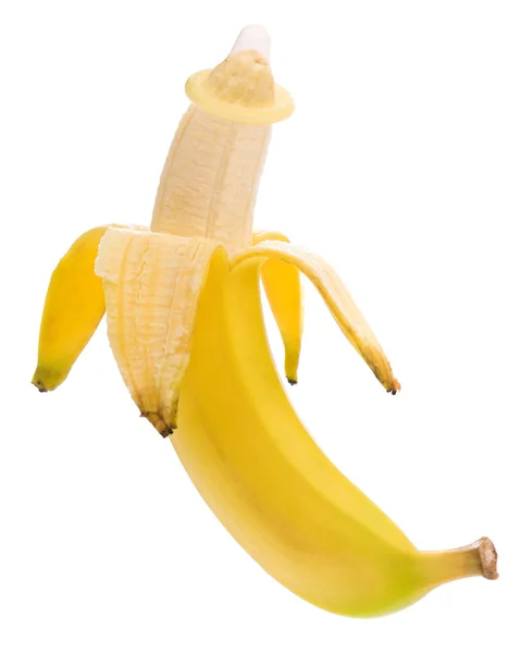 Banana com preservativo — Fotografia de Stock