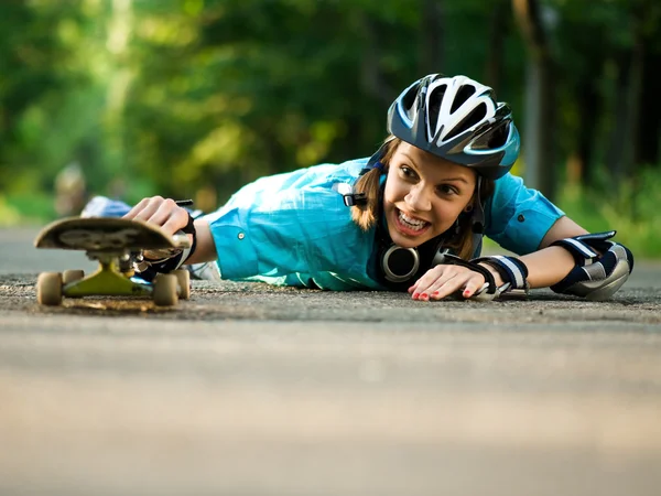 stock image Teenage girl with skateboard