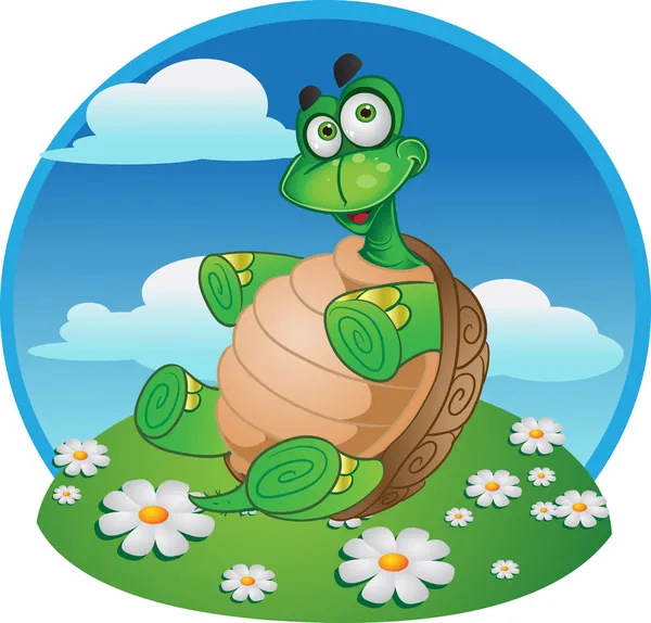 有趣的乌龟在彩色背景上 — 图库矢量图片