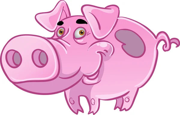 Funny pink pig — Stock Vector