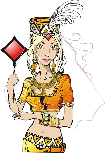 Mooie koningin van diamanten — Stockvector