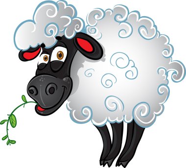 Sheep with blade of grass clipart