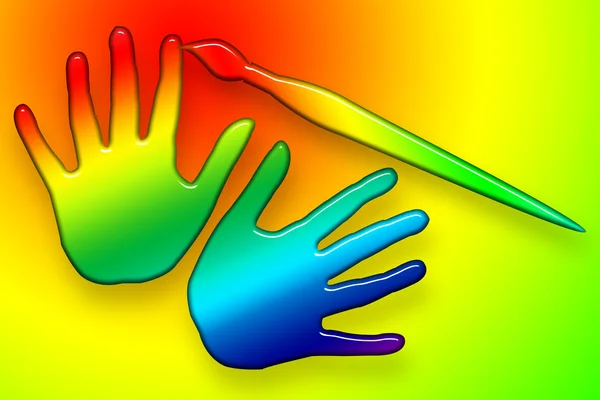Paints Hands Over — Stock Photo, Image