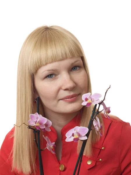 Portrait with orchid — Stock Photo, Image
