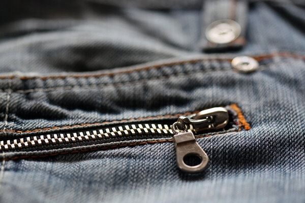 Jeans zipper close up