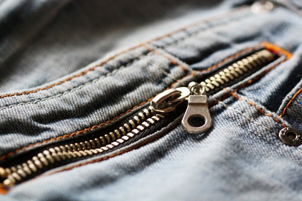 Jeans zipper close up