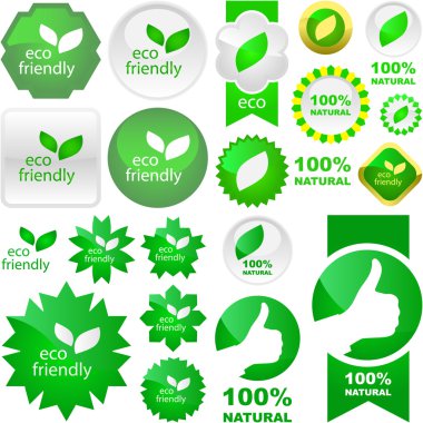 Set of natural labels. Vector set. clipart