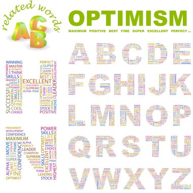 OPTIMISM. Vector letter collection clipart