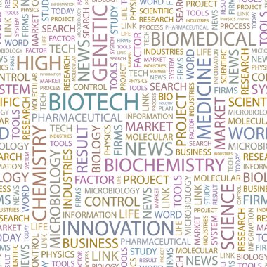 BIOTECH. Word collage vector clipart