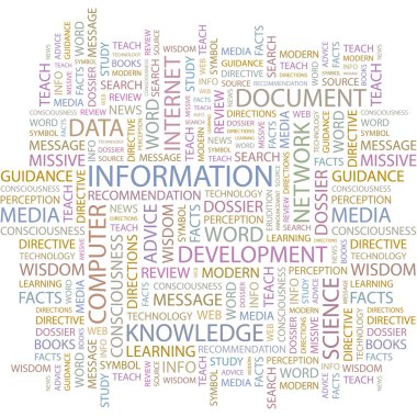 INFORMATION. Seamless vector pattern with word cloud. clipart