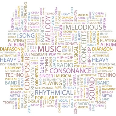 MUSIC. Vector letter collection clipart