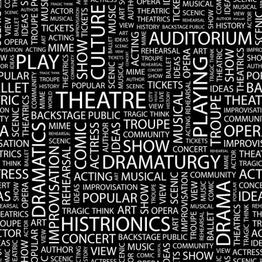 THEATRE. Word collage on black background. Illustration with different asso clipart