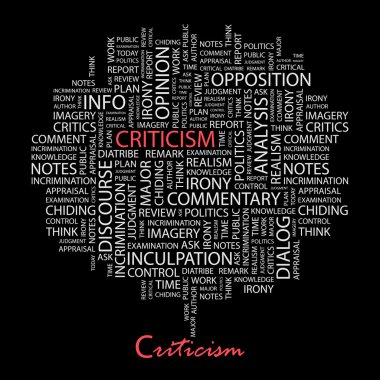 CRITICISM. Seamless vector pattern with word cloud. clipart