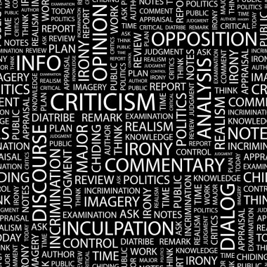 CRITICISM. Seamless vector pattern with word cloud. clipart