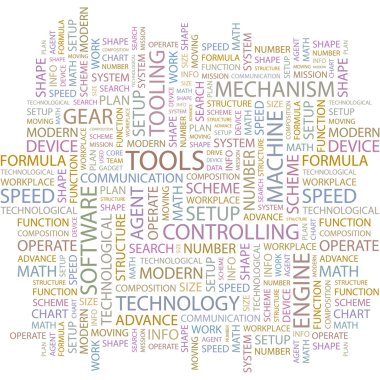 TOOLS. Seamless vector pattern with word cloud. clipart