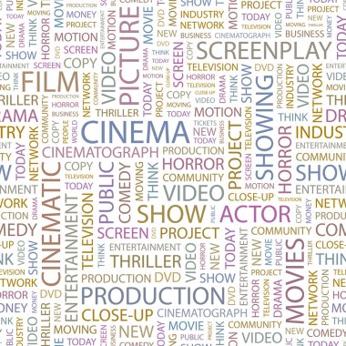 CINEMA. Illustration with different association terms. clipart