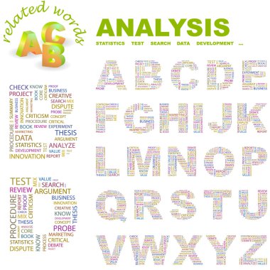 ANALYSIS. Word collage on white background. clipart