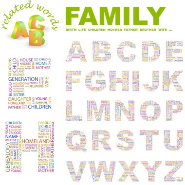 FAMILY. Word collage on white background. Vector illustration. clipart