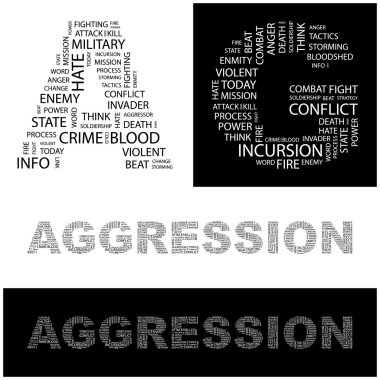 AGGRESSION. Word collage on white background. Vector illustration. clipart