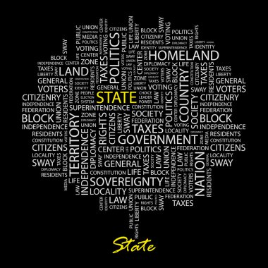 STATE. Seamless vector background. Illustration with different association clipart