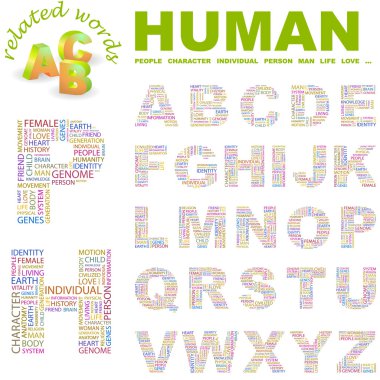 HUMAN. Illustration with different association terms. clipart