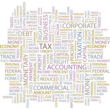 TAX. Illustration with different association terms. clipart