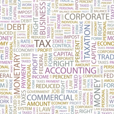 TAX. Illustration with different association terms. clipart